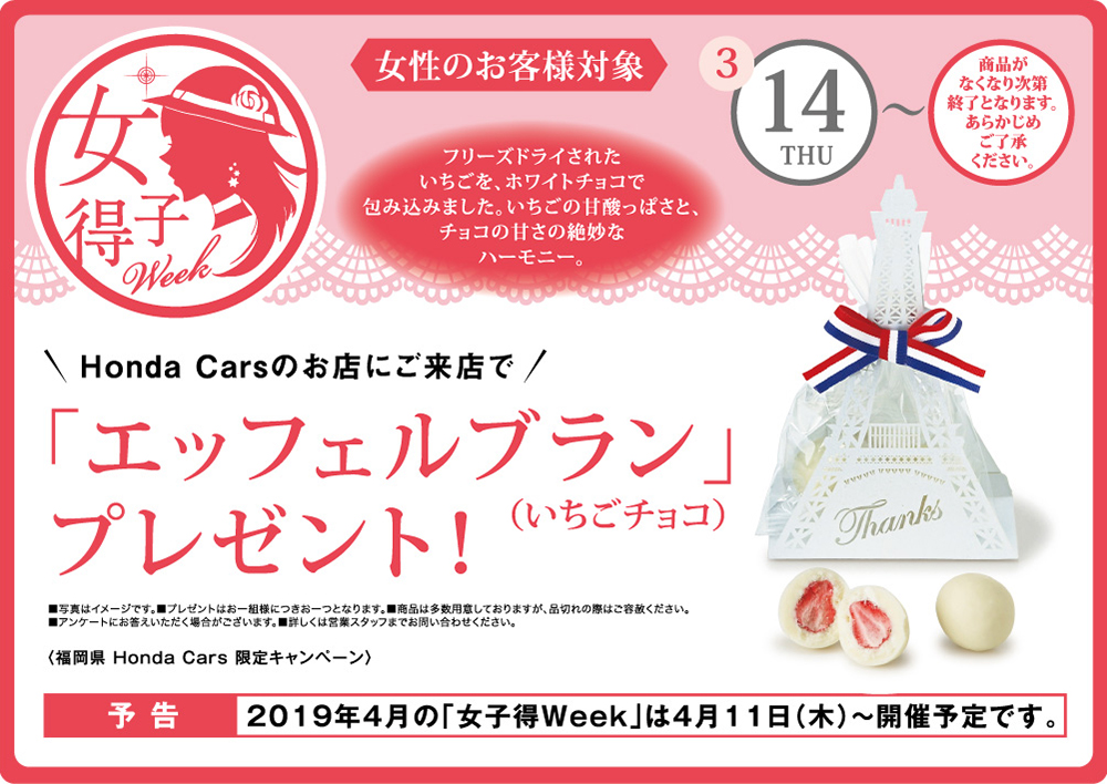 ̂qlΏہ@Honda CarŝXɂXŁuGbtFuvv[gI2019.03.14`ȂȂ莟I